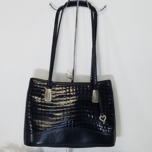 Brighton Bag Large Black Woven Braided Leather - Picture 13 of 16